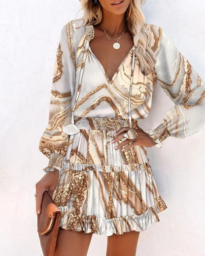 VESTITO ELEGANTE MANICHE LUNGHE CON STAMPA