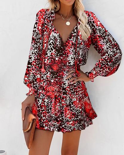 VESTITO ELEGANTE MANICHE LUNGHE CON STAMPA