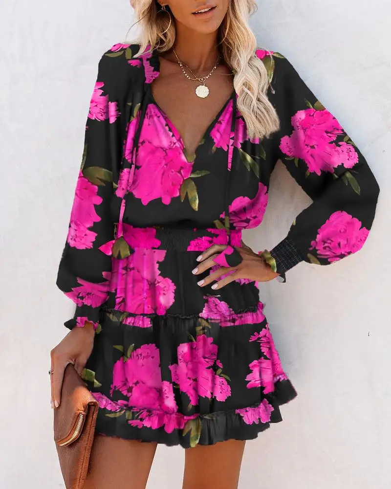 VESTITO ELEGANTE MANICHE LUNGHE CON STAMPA